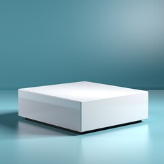 white box on blue background