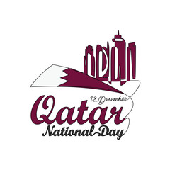 One continuous line drawing of Qatar National Day Vector Illustration on December 18th. Qatar National Day design in simple linear style illustration. Suitable for greeting card, poster and banner.