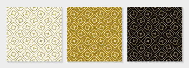 Pattern circle seamless abstract background gold color and line. Luxury geometric line vector.