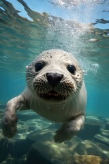 Fototapeta premium sea lion playing in the sea