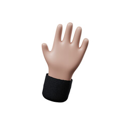 Hand of realistic 3d design in cartoon style. Transparent PNG