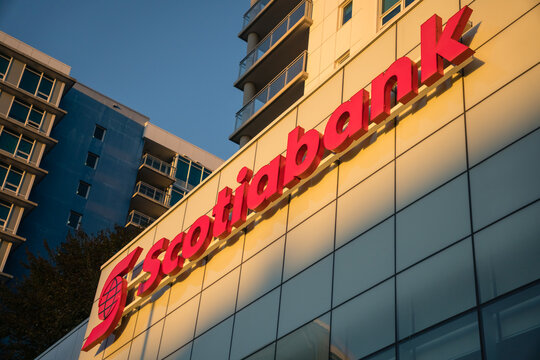 Vancouver, BC, Canada-October 7, 2023: Scotiabank sign.