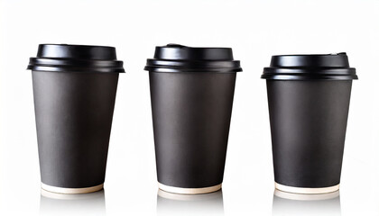 paper cup realistic mockup coffee take away mug disposables eco cups with plastic lid for ca - obrazy, fototapety, plakaty