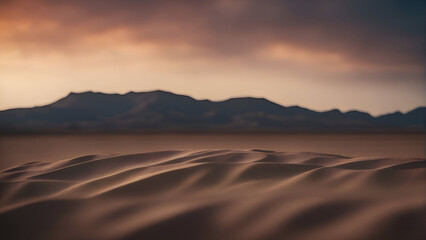 Fototapeta na wymiar Desert sand dunes with mountains in the background. 3d render