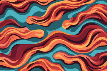Frying bacon quirky doodle pattern, wallpaper, background, cartoon, vector, whimsical Illustration - obrazy, fototapety, plakaty