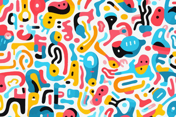 Decorative typography quirky doodle pattern, wallpaper, background, cartoon, vector, whimsical Illustration