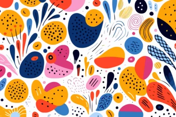Meubelstickers Fine art quirky doodle pattern, wallpaper, background, cartoon, vector, whimsical Illustration © Alexander