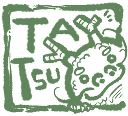 年賀状用　角判子風イラスト　辰年　みどり02