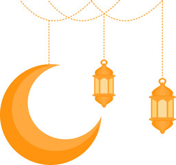 lantern and moon ramadan 