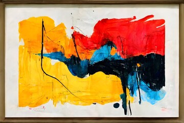 bold minimal abstract expressionist painting that looks like it was painted by a child with a large bold brush scribbles emerging artist contemporary modern masterpiece 