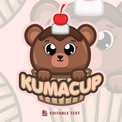 Cute Cup Cake Logo Cartoon