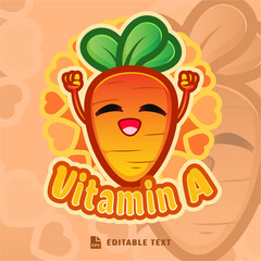 Cute Carrot Logo Cartoon Character