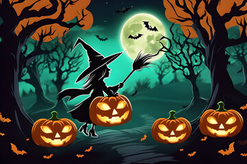 A little witch goes on a trip