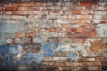 Vintage dirty brick wall of old building, grunge texture background