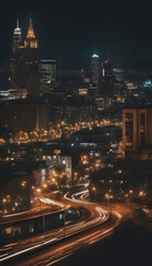 Fototapeta na wymiar Aerial view of charlotte north carolina skyline at night