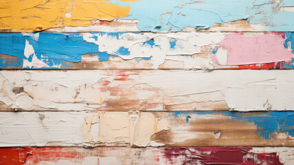 Old wood planks with worn oil paint, vintage wall texture background