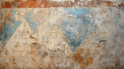 Vintage damaged painting texture background, worn Ancient wall fresco