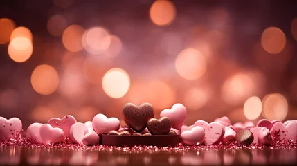 Deurstickers 複数のハート型のバレンタインチョコレート © Hanasaki