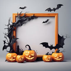 halloween pumpkin frame on a white background