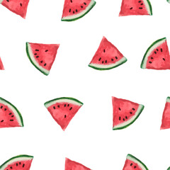 Seamless watermelons pattern on white background