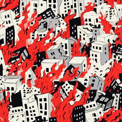 Destruction pattern, background, hand-drawn cartoon flat art Illustrations in minimalist vector style