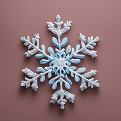 Snowflake made of paper on brown background. 3d illustration.