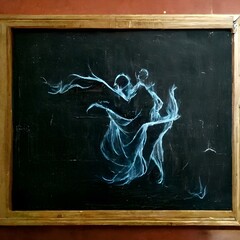 dancing fire on chalkboard 