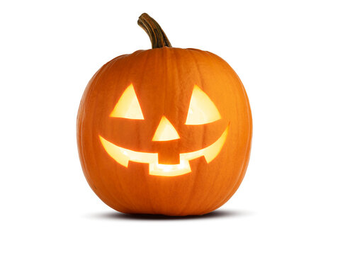 halloween pumpkin row isolated on white