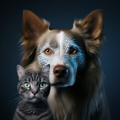 portrait of a cat and dog