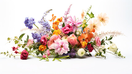 colorful flowers on white background for decoration