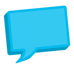 Vector illustration off blue chat bubble with rectangular square shape on transparent background (PNG). Creative 3D vector illustration