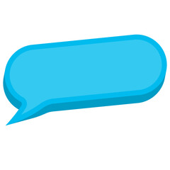 Vector illustration off blue chat bubble with long rectangular shape on transparent background (PNG). Creative 3D vector illustration