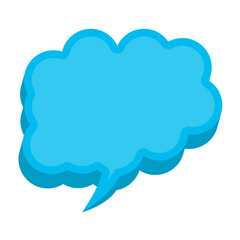 Vector illustration off blue chat bubble with cloud shape on transparent background (PNG). Creative 3D vector illustration