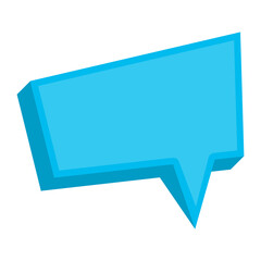 Vector illustration off blue chat bubble with random rectangle shape on transparent background (PNG). Creative 3D vector illustration