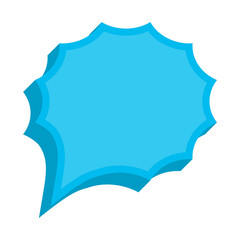 Vector illustration off blue chat bubble with boom shape on transparent background (PNG). Creative 3D vector illustration