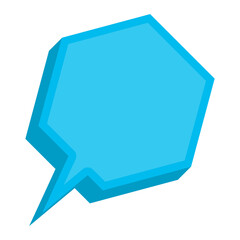 Vector illustration off blue chat bubble with hexagon shape on transparent background (PNG). Creative 3D vector illustration