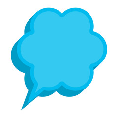 Vector illustration off blue chat bubble with flower shape on transparent background (PNG). Creative 3D vector illustration