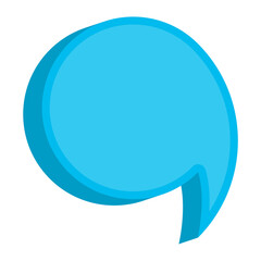 Vector illustration off blue chat bubble with circle shape on transparent background (PNG). Creative 3D vector illustration