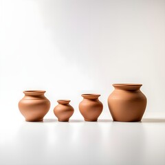 Fototapeta na wymiar clay pots on white