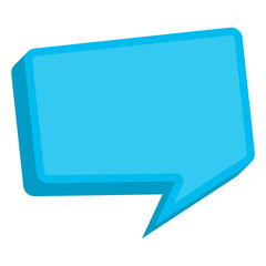 Vector illustration off blue chat bubble with rectangle shape on transparent background (PNG). Creative 3D vector illustration