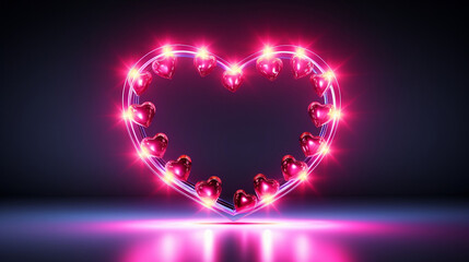 Luminous Love, Neon Heart Shining on Valentine's Day