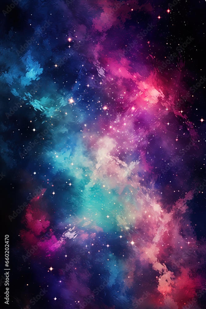 Wall mural vertical abstract space background nebula galaxy milky way, bright universe with clouds and stars