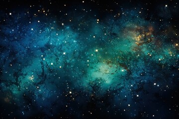 Naklejka premium abstract cosmos background nebula galaxy milky way, universe in green and blue colors