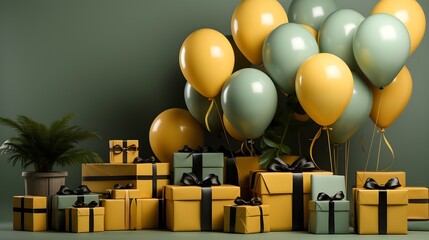 Obraz na płótnie Canvas gift box and balloons