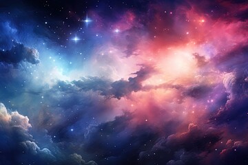 abstract space background nebula galaxy milky way, bright universe with clouds and stars