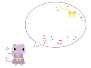 コンサートのネコ　吹き出し＋装飾付