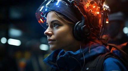 A women working inside of spaceship