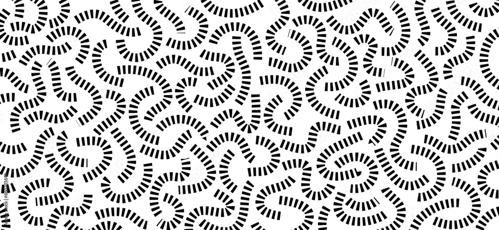 Poster monochrome doodle pattern. funny pattern. black curves on white background.