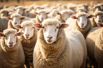 Obraz premium Portrait of a sheep in a herd