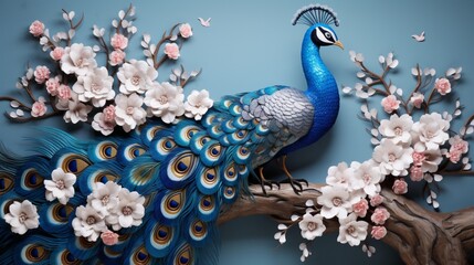 wall  3d peacock  wall   background 
